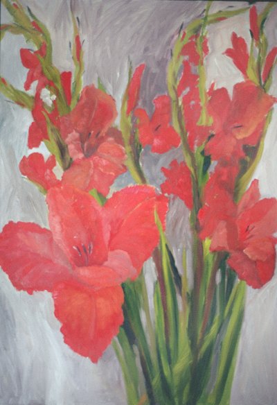 Red Gladioli by Margaret Norris